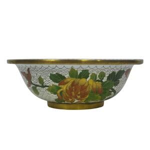 Chinese Mid 20th Century Cloisonne Enamel Bowl Vibrant Floral Designs-Exquisite